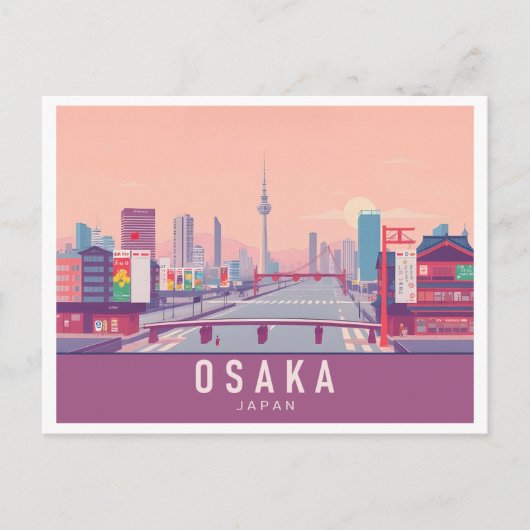 Osaka Japan Pastel Travel Design Postkarte (Vorderseite)