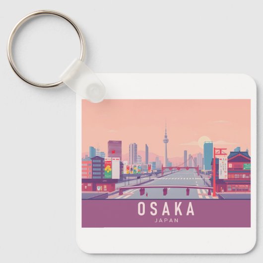 Osaka Japan Pastel Travel Design Schlüsselanhänger (Vorderseite)
