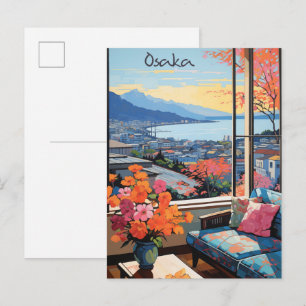 Osaka Japan Reise Stadt Malerei Ästhetik Postkarte