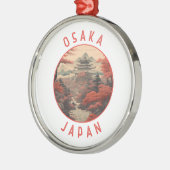 Osaka Japan Retro Distressed Circle Ornament Aus Metall (Links)