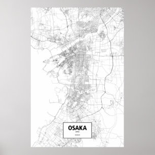 Osaka, Japan (Schwarzes auf Weiß) Poster