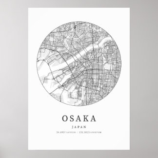 Osaka Japan Street Layout Karte Poster