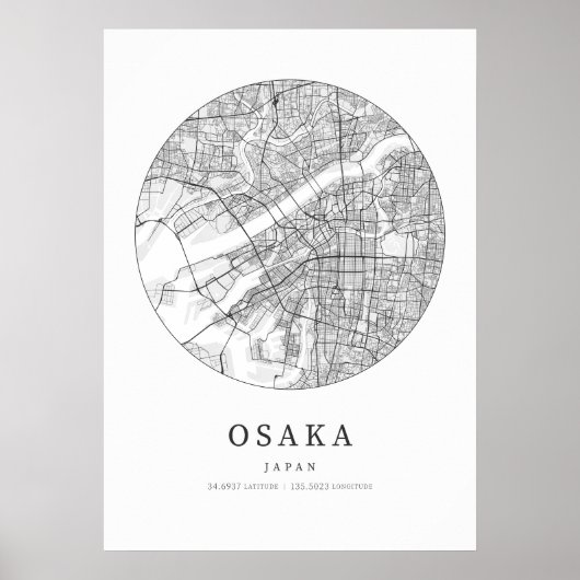 Osaka Japan Street Layout Karte Poster (Vorne)