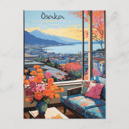 Osaka Japan Travel City Painting Aesthetic Postkarte