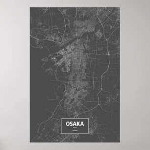 Osaka, Japan (weiß auf Schwarzem) Poster