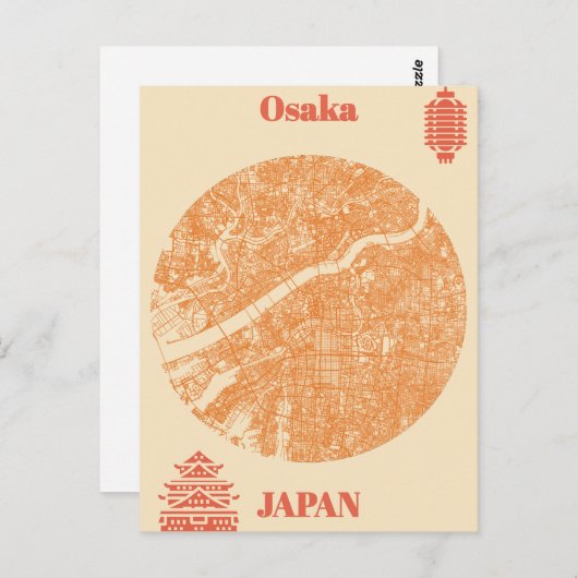 Osaka map Japan Postkarte (Vorne/Hinten)