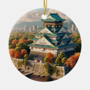 Osaka-Schloss Japan Landschaft Vintage-Reise Keramik Ornament