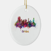 Osaka Skyline in Aquarellfarbe Keramikornament (Rechts)