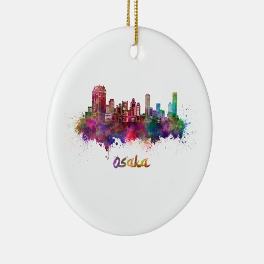 Osaka Skyline in Aquarellfarbe Keramikornament (Rechts)