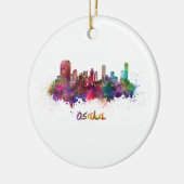 Osaka Skyline in Aquarellfarbe Keramikornament (Links)