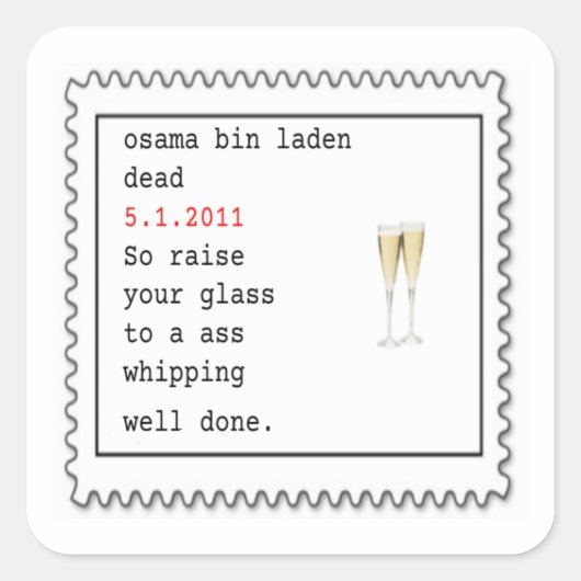 Osama bin beladener toter Aufkleber (Vorderseite)