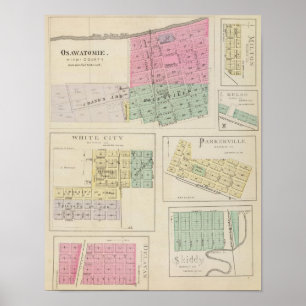 Osawatomie, Weiße Stadt, Delavan, Milton, Kansas Poster