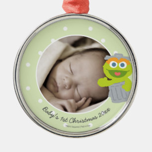 Oscar   Babys erstes Weihnachten - Namen hinzufüge Silbernes Ornament