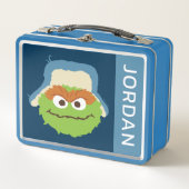 Oscar das Grouch-Wald-Gesicht | Name hinzufügen Metall Brotdose (Vorderseite)