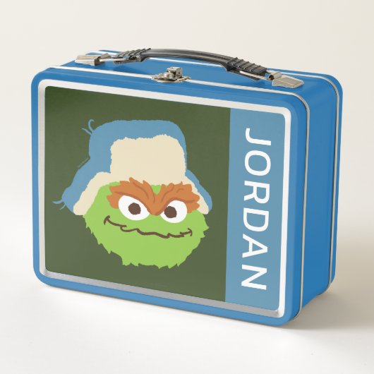 Oscar das Grouch-Wald-Gesicht | Name hinzufügen Metall Brotdose (Vorderseite)