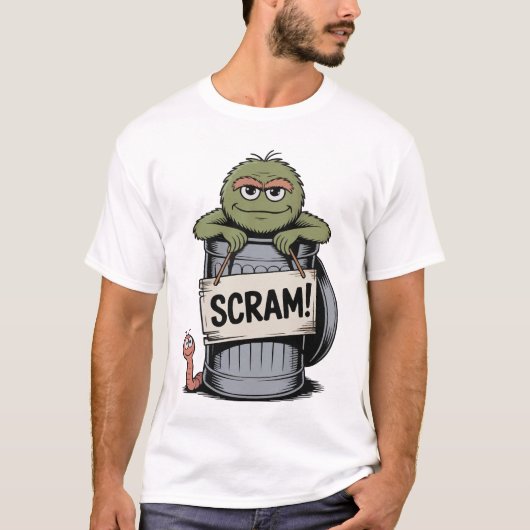 Oscar den Grouch "Scram!" Funny Trash Can T - Shir T-Shirt (Vorderseite)
