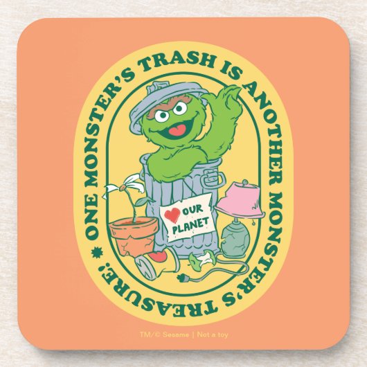 Oscar der Grouch | Monster Treasure Abzeichen Getränkeuntersetzer (Vorderseite)