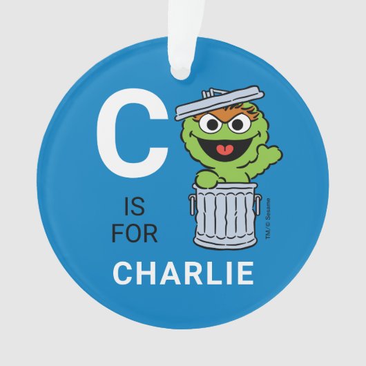 Oscar der Grouch | Personalisierter Name mit Foto Ornament (Vorderseite)