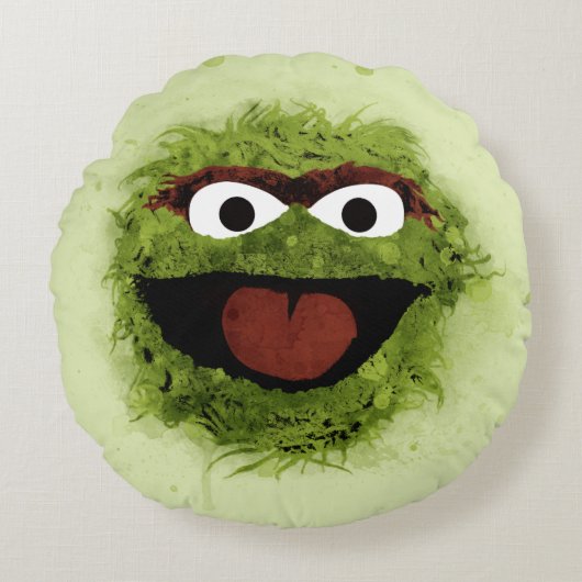 Oscar der Grouch | Trend Wasserfarbe Rundes Kissen (Vorderseite)
