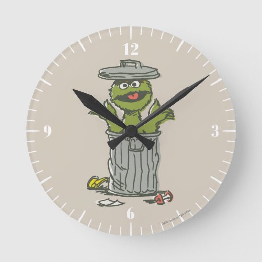 Oscar der Grouch Vintag 1 Runde Wanduhr (Vorderseite)