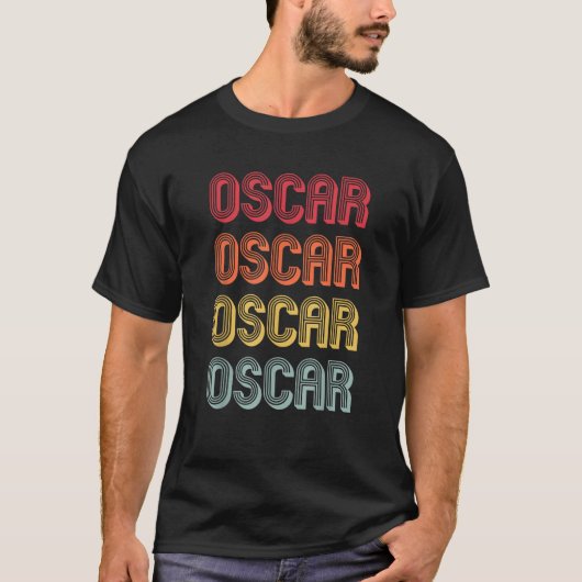 OSCAR Geschenkname Personalisiert Funny Retro Vint T-Shirt (Vorderseite)