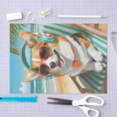 Oscar Just Chillin', Corgi am Strand Seidenpapier (Handwerk)