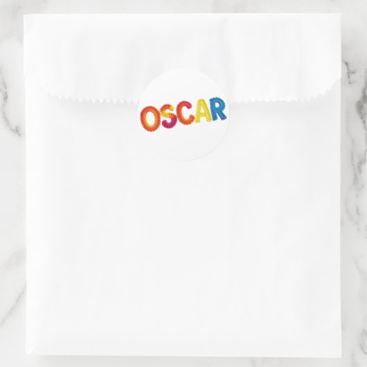 OSCAR Name im dynamischen Häkelmuster Runder Aufkleber (Tasche)