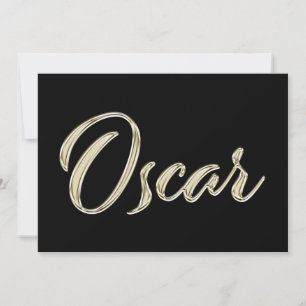 Oscar Name white gold Handwriting Karte