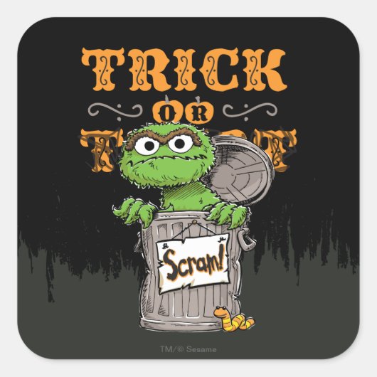Oscar the Grouch - Trick oder Scram! Quadratischer Aufkleber (Vorderseite)