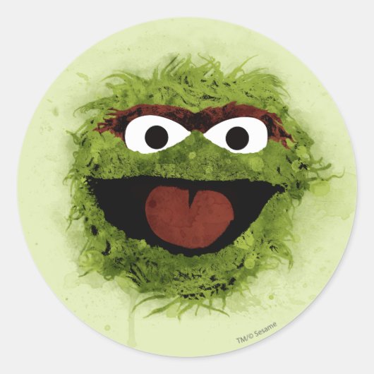 Oscar the Grouch | Watercolor Trend Runder Aufkleber (Vorderseite)