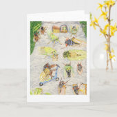 Oscar und Cassandra und ihre Cicada-Freunde Karte (Gelbe Blume)