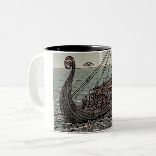 Oseberg Schiff Zweifarbige Tasse (Vorderseite Links)