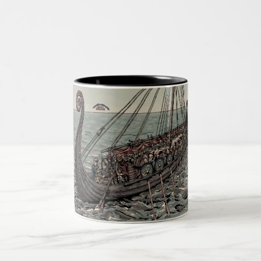 Oseberg Schiff Zweifarbige Tasse (Mittel)