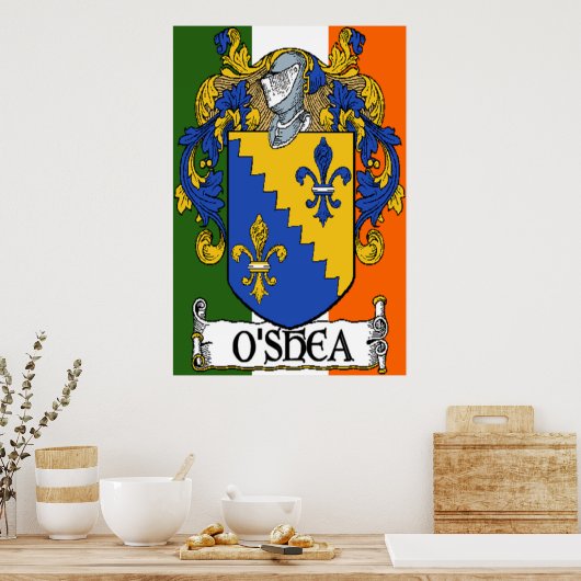 O'Shea Coat of Arms Irish Flag Print Poster (Küche)