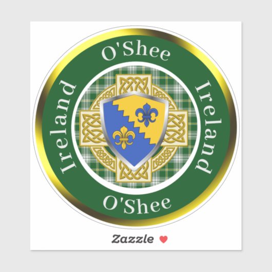 O'Shee Irish Shield/Celtic Cross Personalisiert Aufkleber (Blatt)