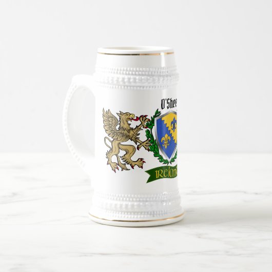 O'Shee/Shea Irish Shield Beer Stein Bierglas (Vorderseite Links)