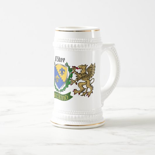 O'Shee/Shea Irish Shield Beer Stein Bierglas (VorderseiteRechts)