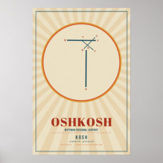 Oshkosh OSH Flughafen-Runway-Map-Poster | Retro Poster