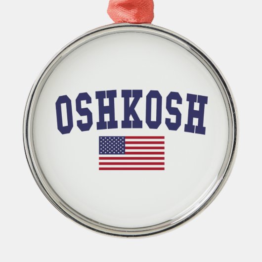 Oshkosh US-Flagge Silbernes Ornament (Vorne)