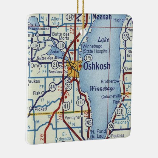 Oshkosh Vintag Map Keramikornament (Rechts)
