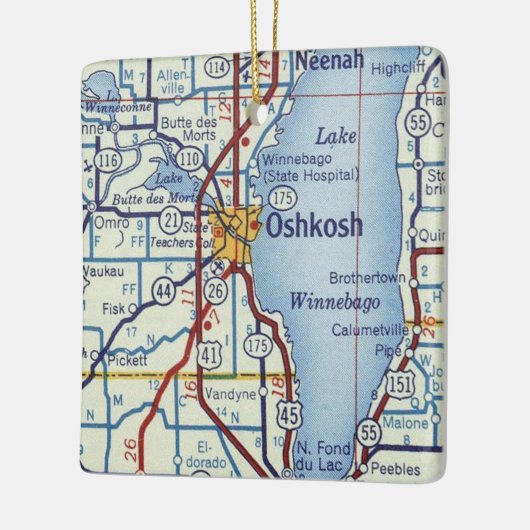 Oshkosh Vintag Map Keramikornament (Links)