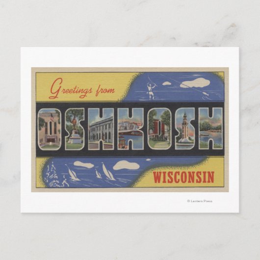Oshkosh, Wisconsin - Große Buchstabenszenen Postkarte (Vorderseite)
