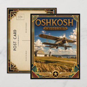 Oshkosh Wisconsin Vintage Art Deco Golden Age Postkarte