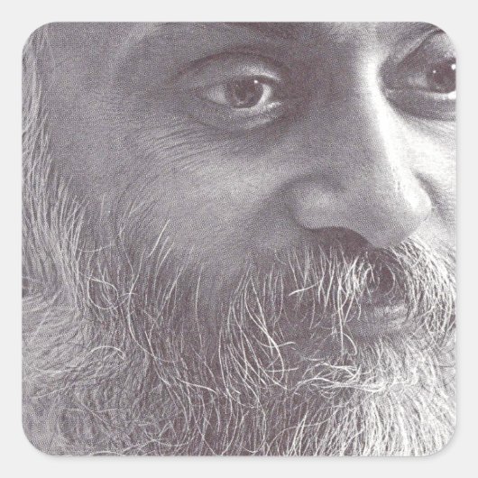 Osho closeup.jpg quadratischer aufkleber (Vorderseite)