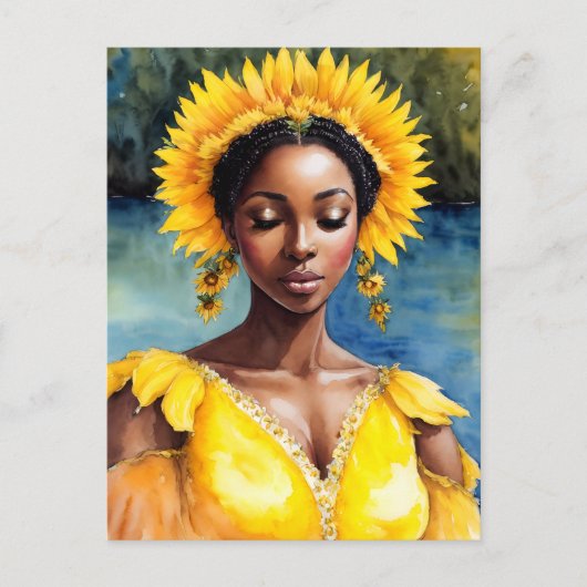 Oshun African Orisha Watercolor Art Postkarte (Vorderseite)