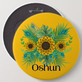 Oshun Goddess Sunblumen Button (Vorne & Hinten)