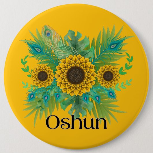 Oshun Goddess Sunblumen Button (Vorderseite)
