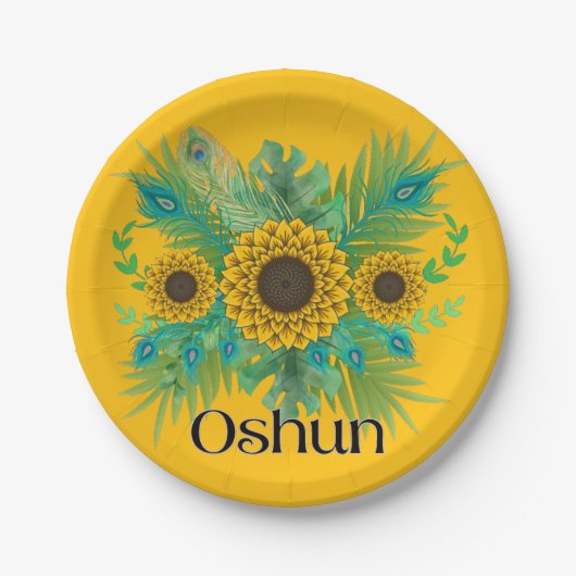Oshun Goddess Sunblumen Pappteller (Vorderseite)