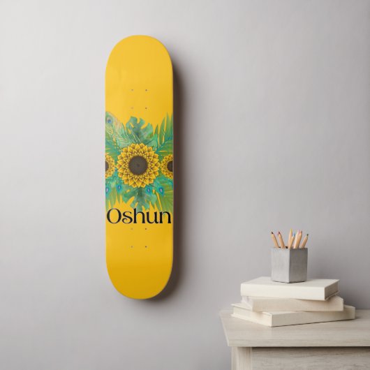 Oshun Goddess Sunblumen Skateboard (Wandkunst)