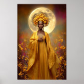 Oshun Print Luxus Afro Mystical Yellow Floral Art Poster (Vorne)